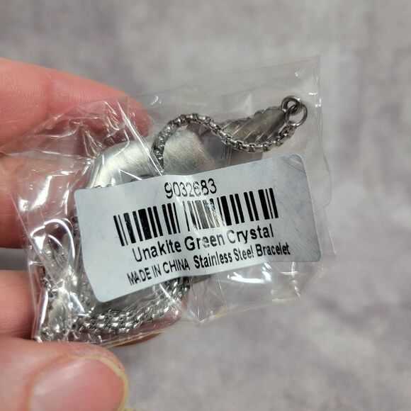 Unakite and Green Austrian Crystal Bracelet - Picture 11 of 16